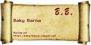 Baky Barna névjegykártya
